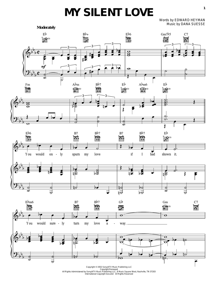 My Silent Love My Silent Love Piano, Vocal, Guitar scores gallery preview page 1