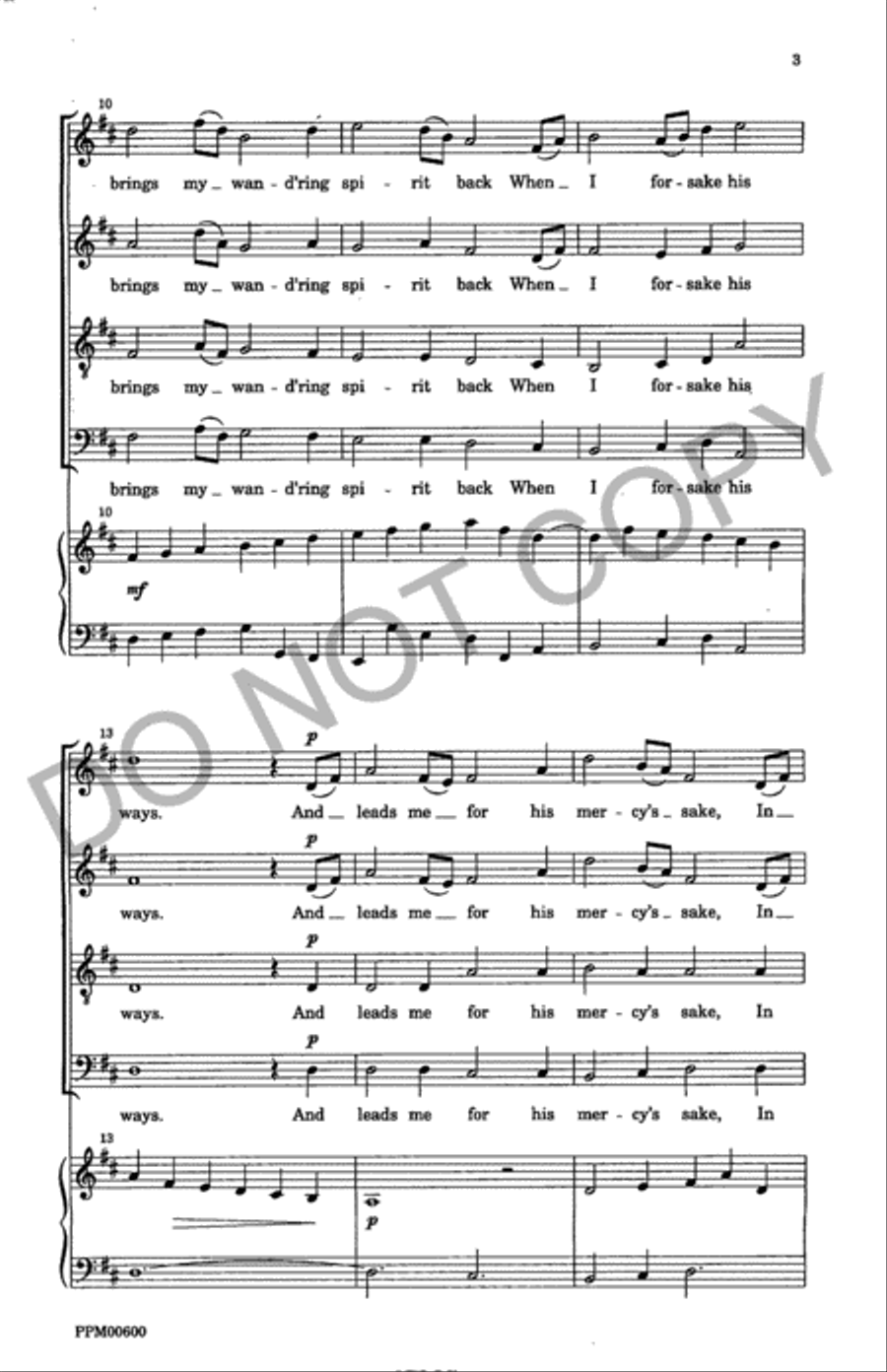My Shepherd Will Supply My Need 4-Part scores gallery preview page 4