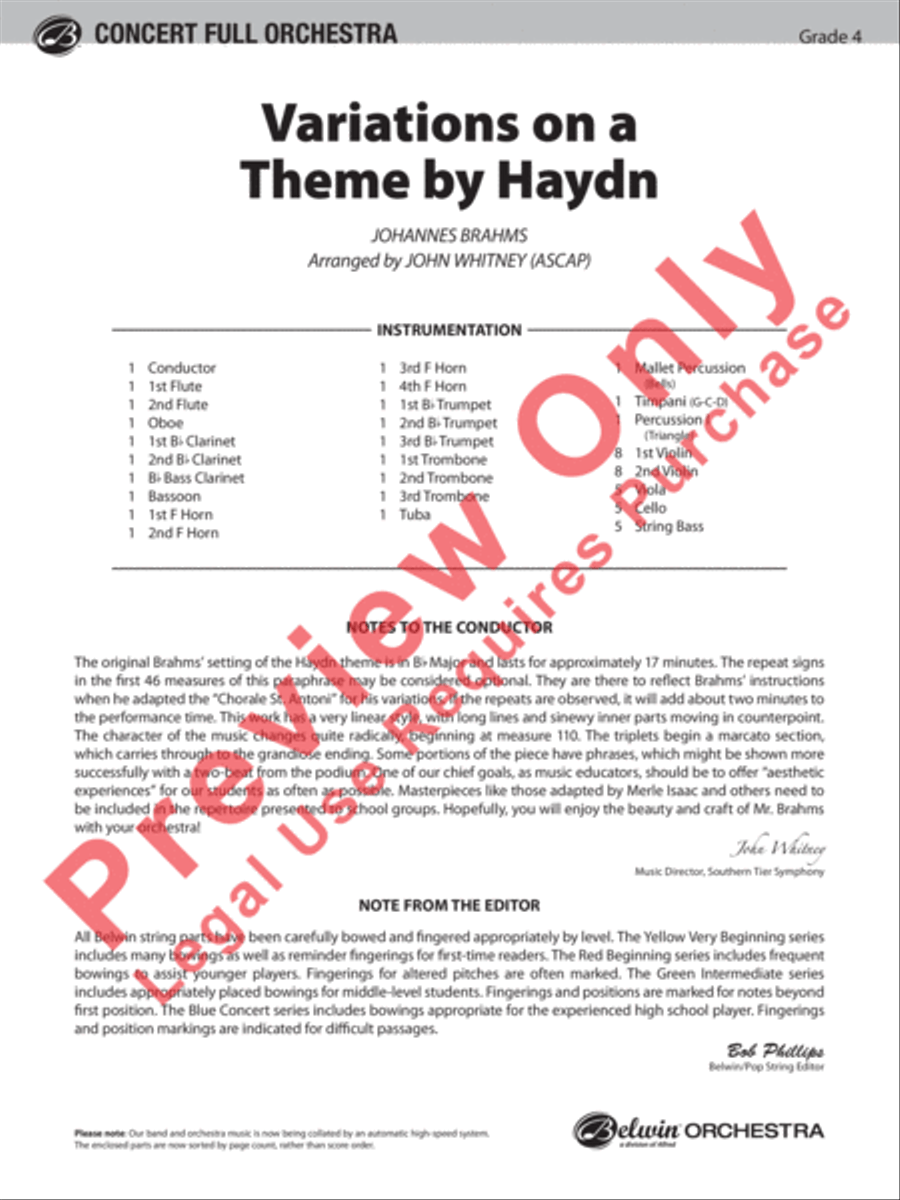 Variations on a Theme by Haydn (score only) Full Orchestra scores gallery preview page 2