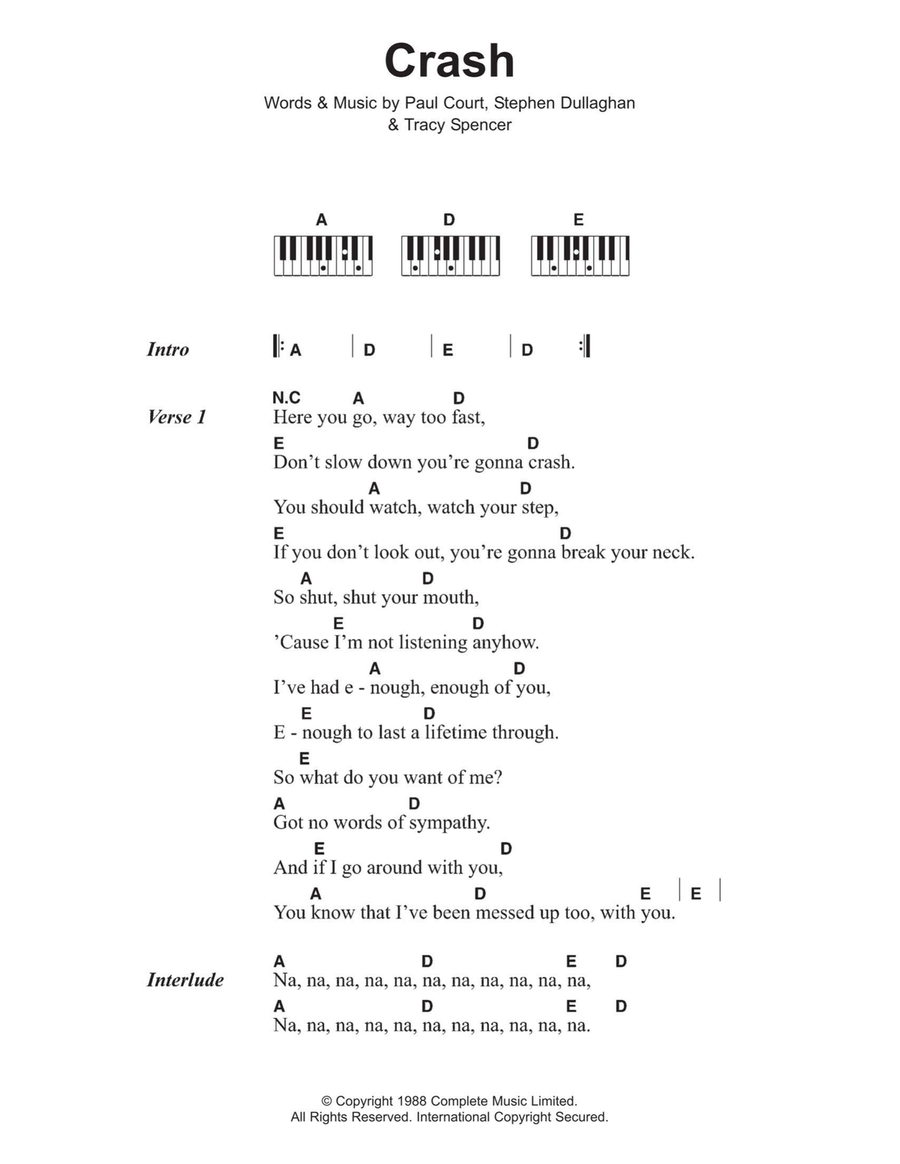 Crash Piano scores gallery preview page 1
