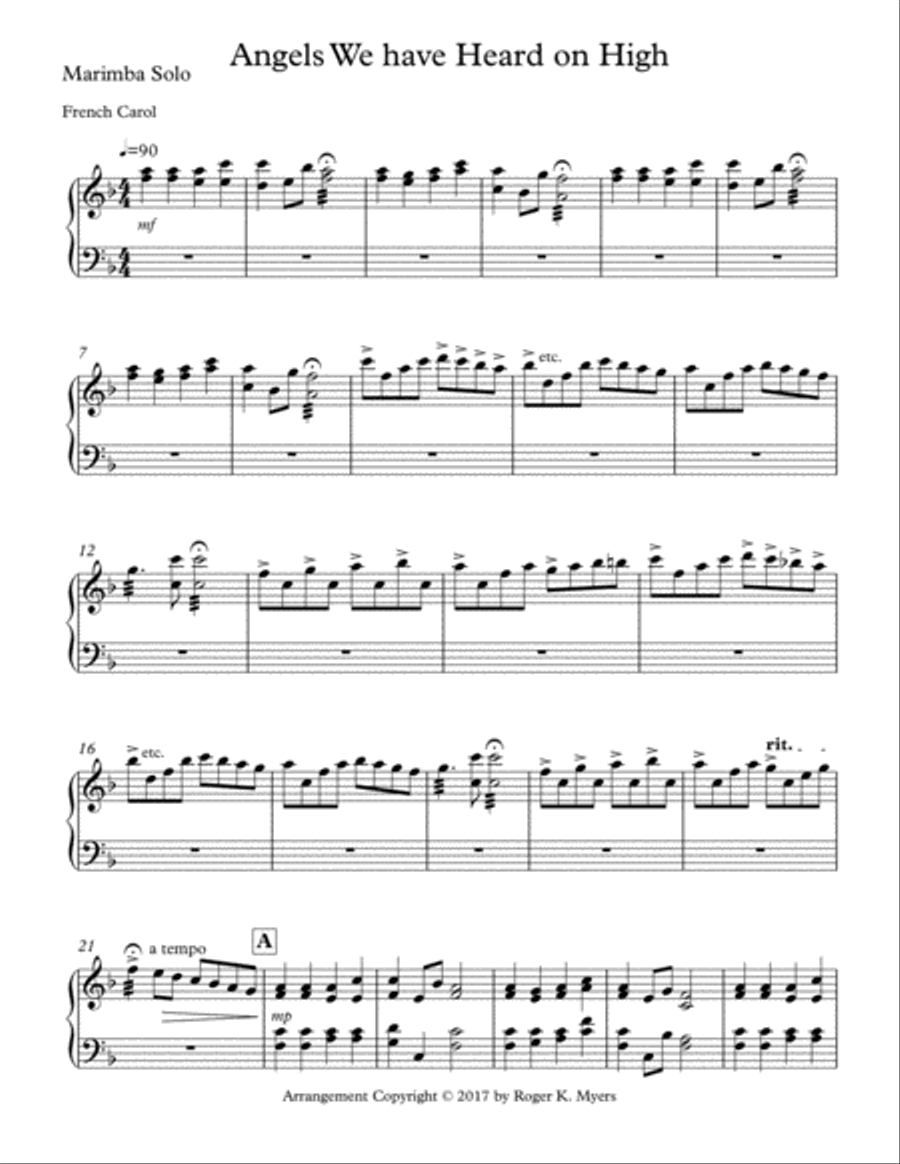 Angels We Have Heard on High - Marimba Solo Marimba scores gallery preview page 2