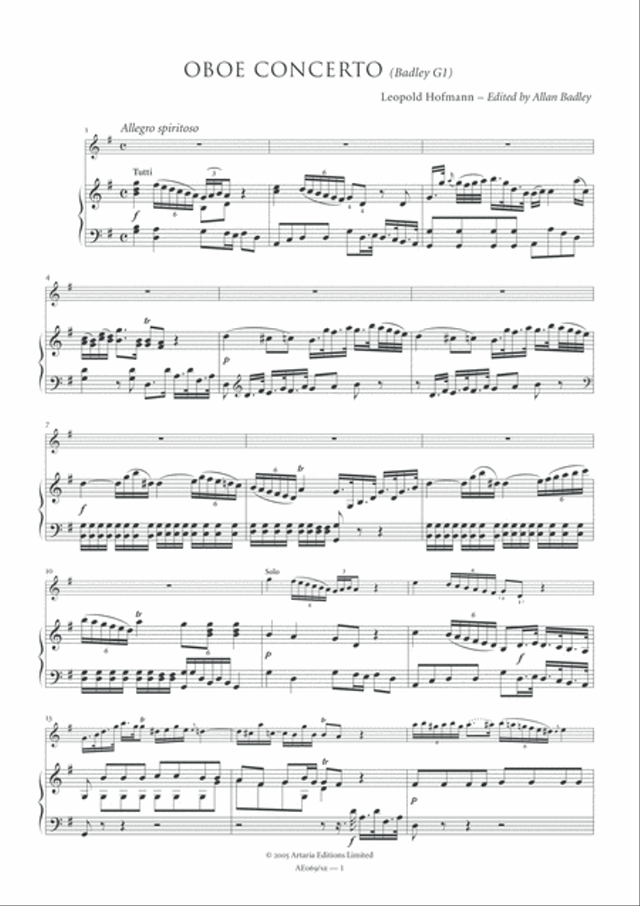 Oboe Concerto in G major (Badley G1, Study Edition) Piano scores gallery preview page 5