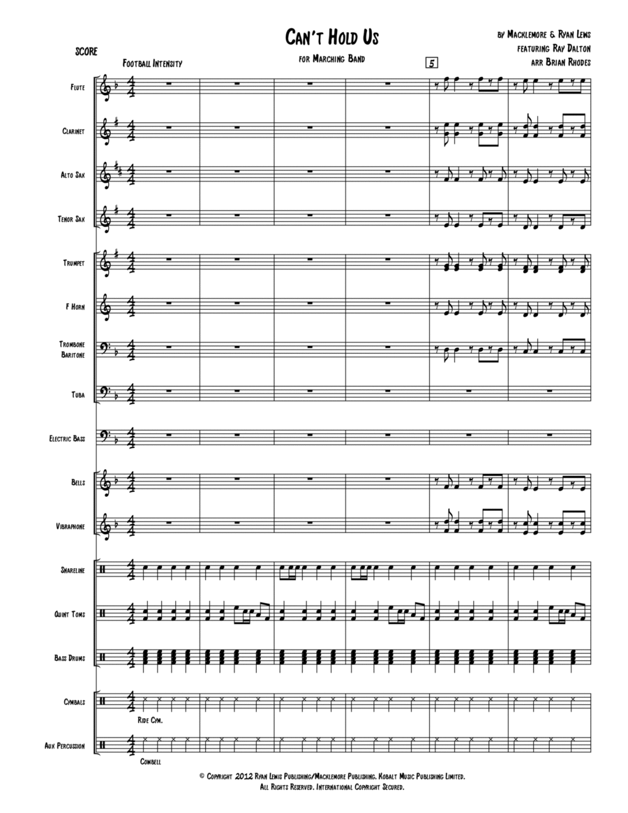 Can't Hold Us Marching Band scores gallery preview page 1