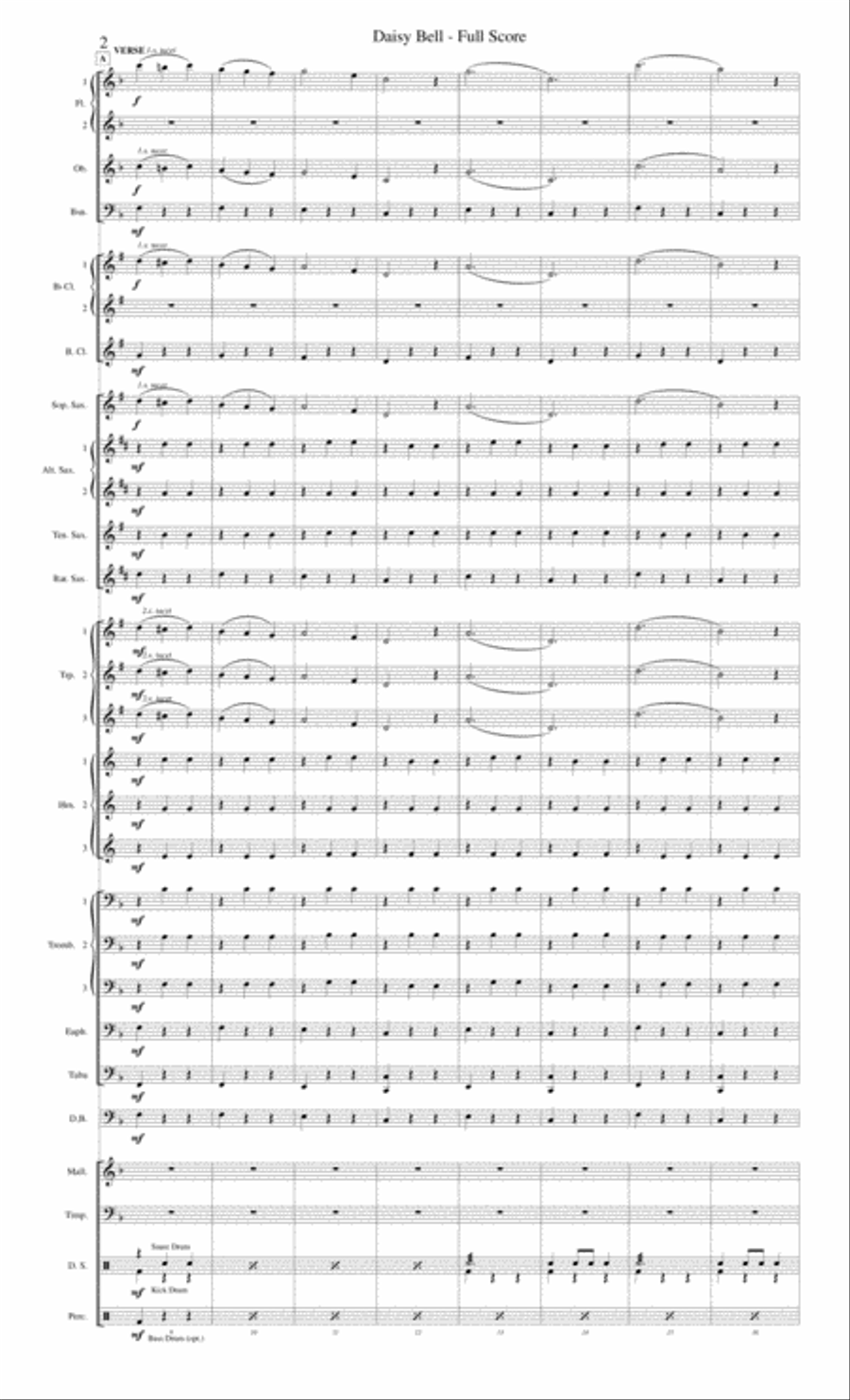 Harry Dacre - Daisy Bell (Bicycle Built for Two) Concert Band scores gallery preview page 2