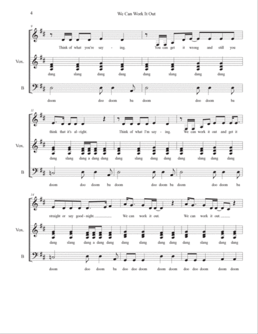 We Can Work It Out 4-Part scores gallery preview page 4
