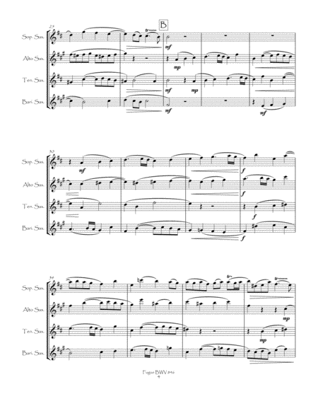 Fugue BWV 846 from The Well-Tempered Clavier, Book 1 for Saxophone Quartet image number null
