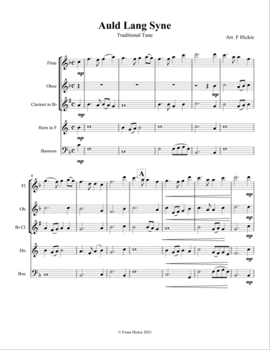 Auld Lang Syne Woodwind Quintet scores gallery preview page 2