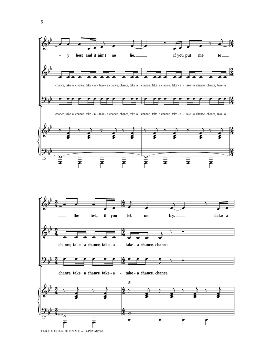 Take A Chance On Me Take A Chance On Me 3-Part scores gallery preview page 4