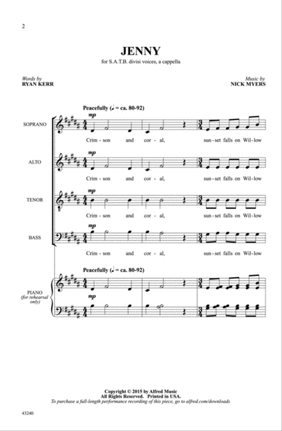 Jenny Jenny Choir scores gallery preview page 1