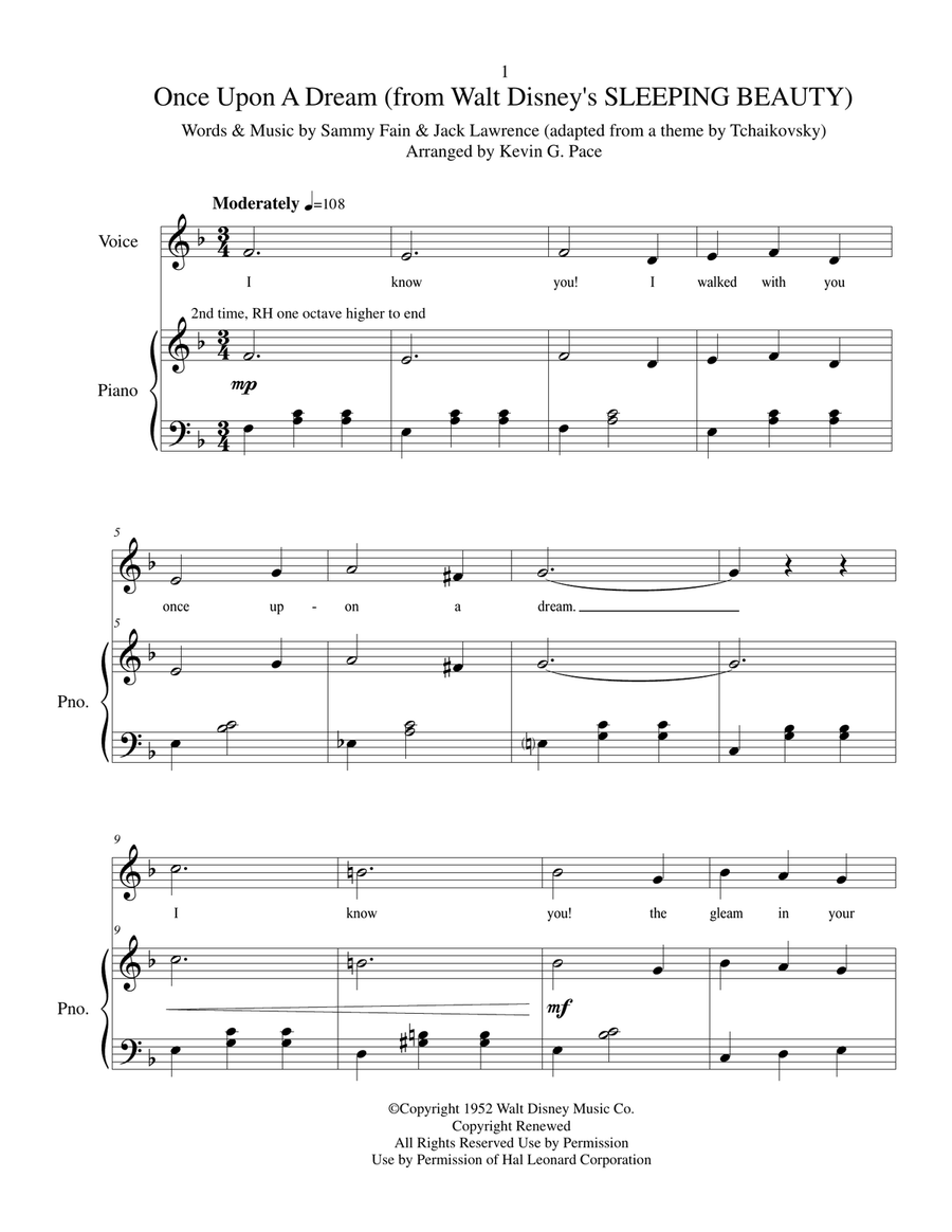 Once Upon A Dream Once Upon A Dream Easy Piano scores gallery preview page 1