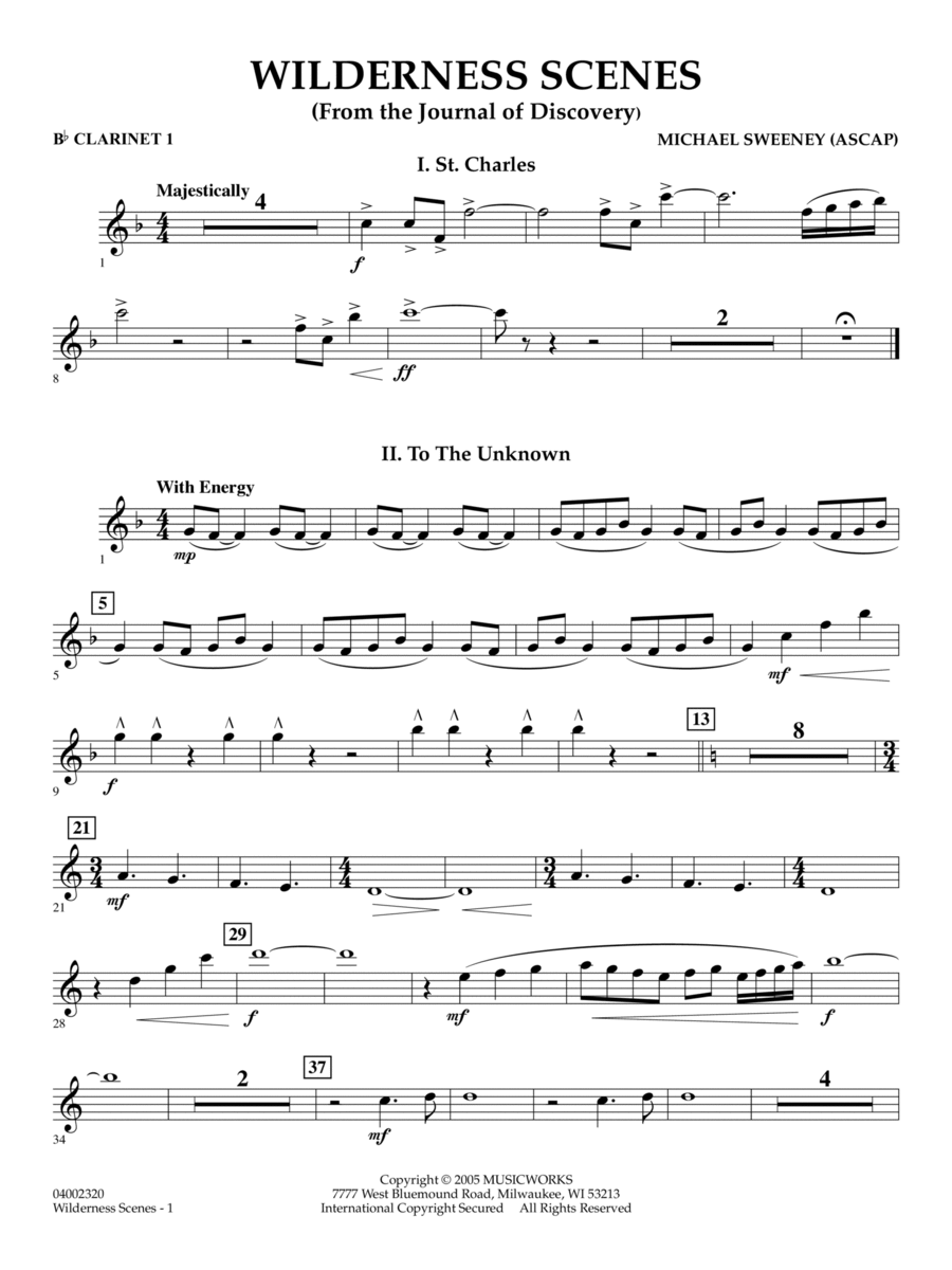 Wilderness Scenes (from The Journal Of Discovery) - Bb Clarinet 1 Concert Band scores gallery preview page 1