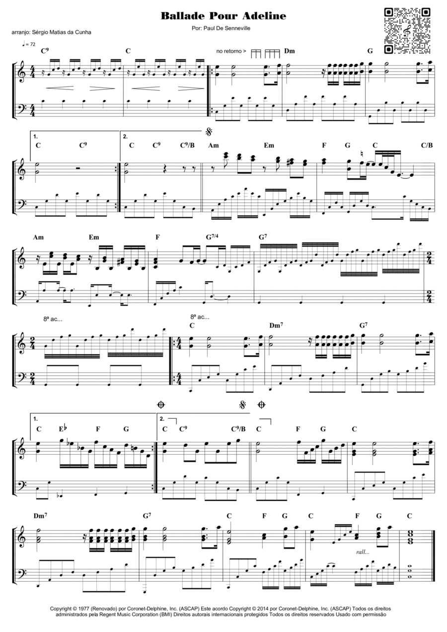 Ballade Pour Adeline Piano Method scores gallery preview page 1