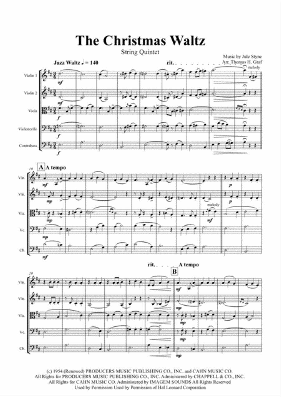 The Christmas Waltz String Quartet scores gallery preview page 1
