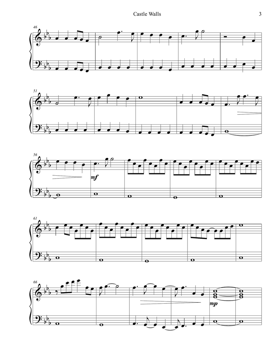 Castle Walls Easy Piano scores gallery preview page 3