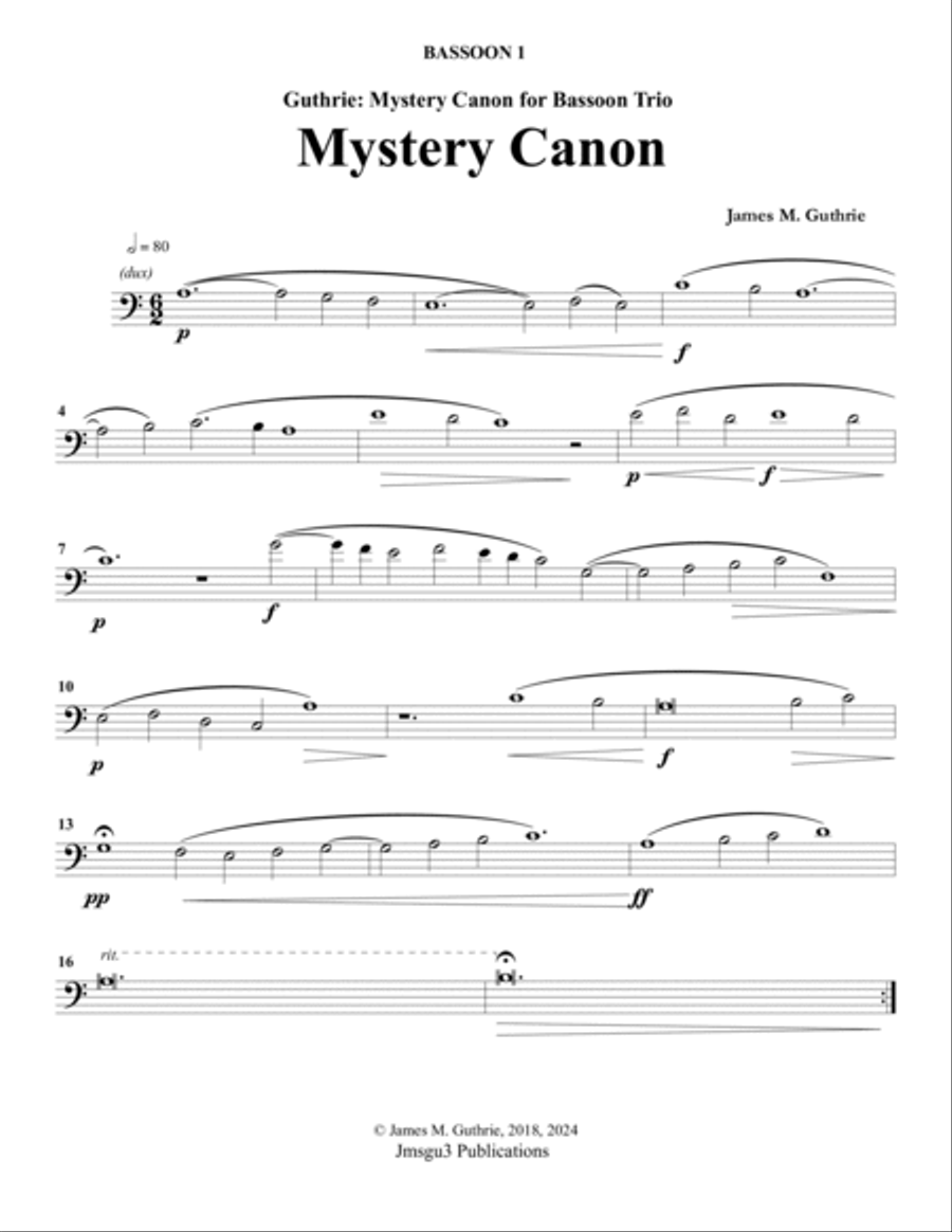 Guthrie: Mystery Canon for Bassoon Trio Woodwind Trio scores gallery preview page 5