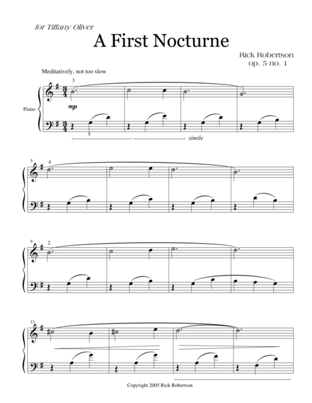 Two Nocturnes for Piano (Late Elementary level)