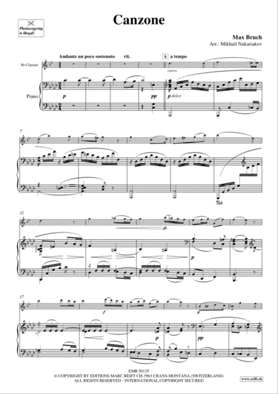 Canzone Clarinet Solo scores gallery preview page 5