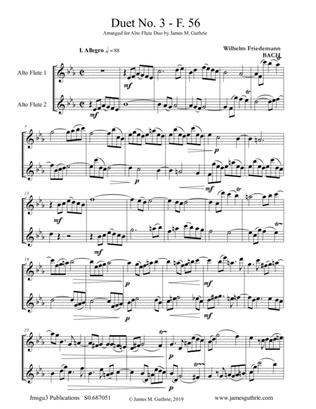 Book cover for WF Bach: Duet No. 3 for Alto Flute Duo