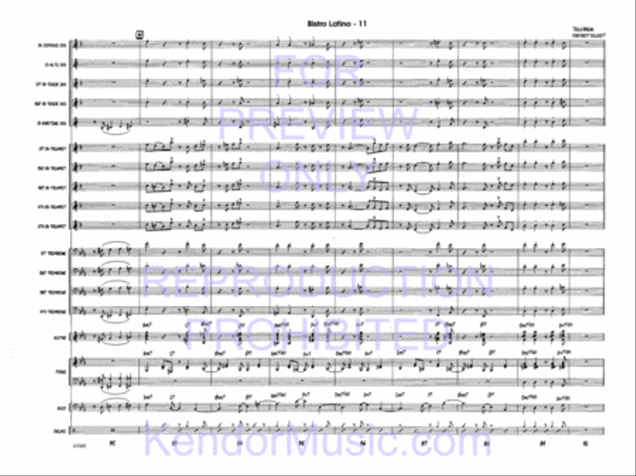 Bistro Latino (Full Score) Jazz Ensemble scores gallery preview page 13