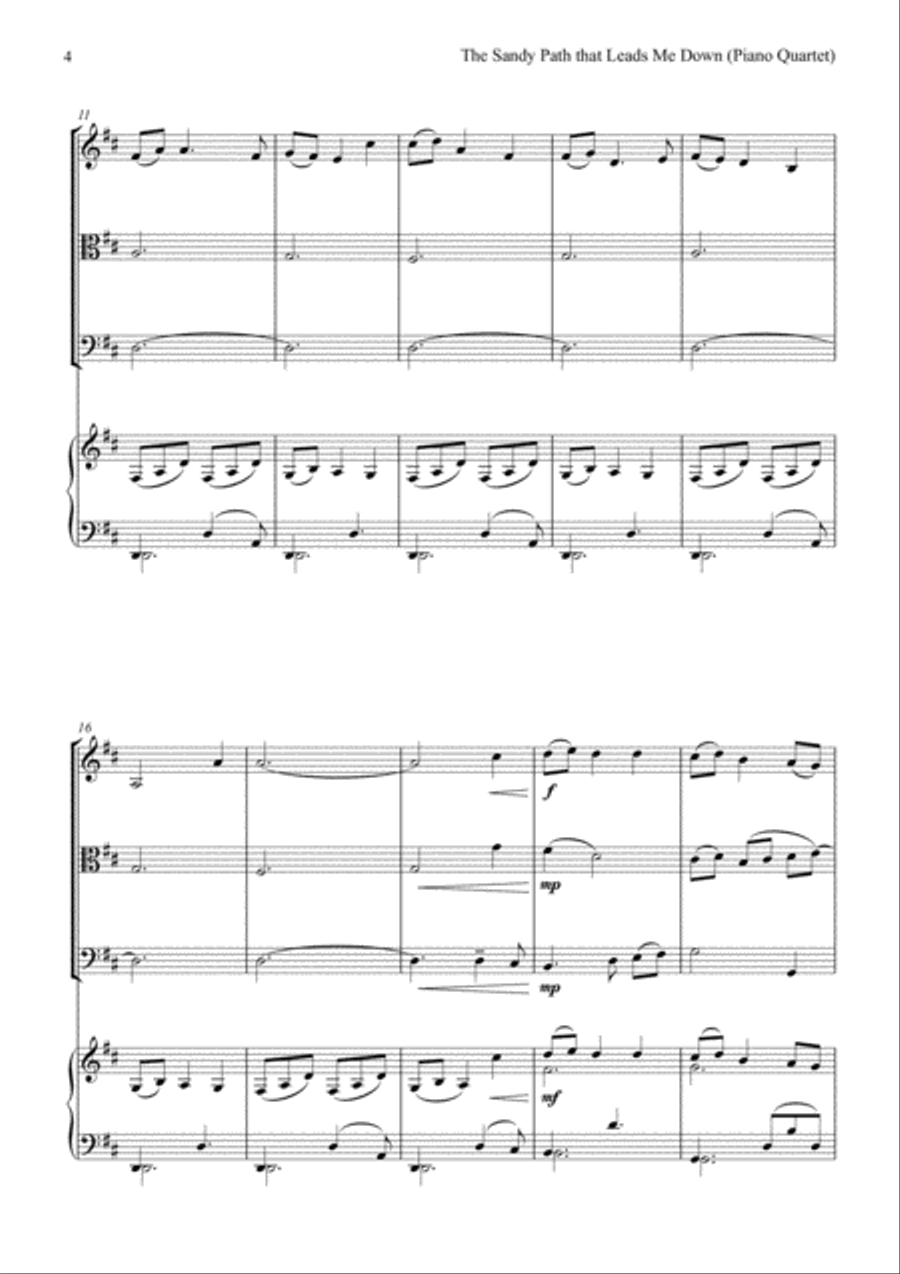 The Sandy Path That Leads Me Down (Piano Quartet) Piano Quartet scores gallery preview page 4