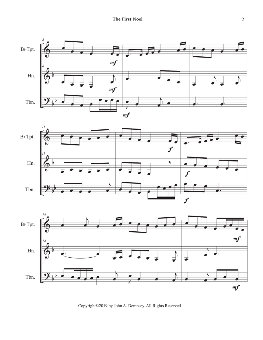 The First Noel (Brass Trio): Trumpet, Horn in F and Trombone Brass Trio scores gallery preview page 6