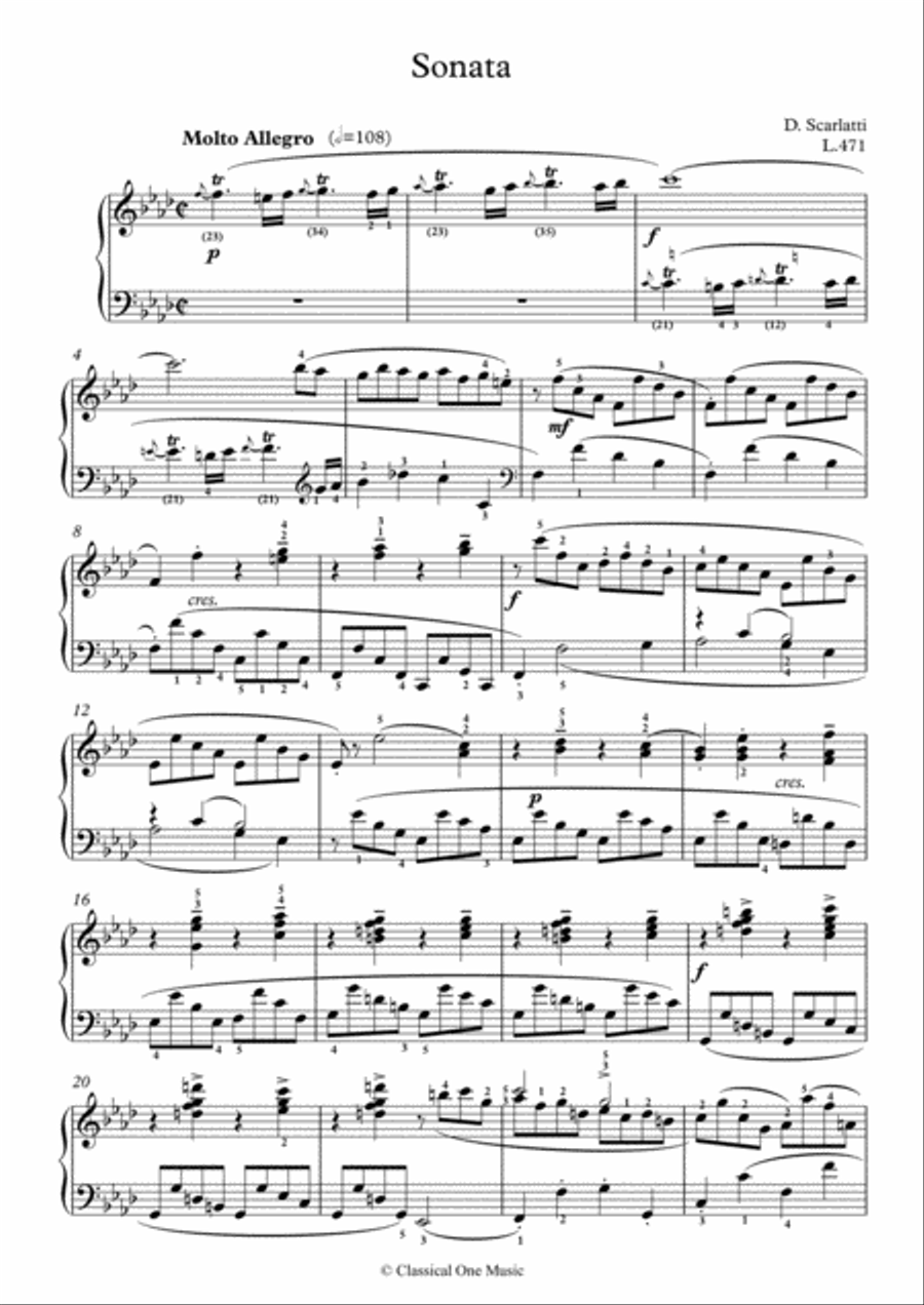 Scarlatti-Sonata in f-minor L.471 K.463(piano) Piano Solo scores gallery preview page 2