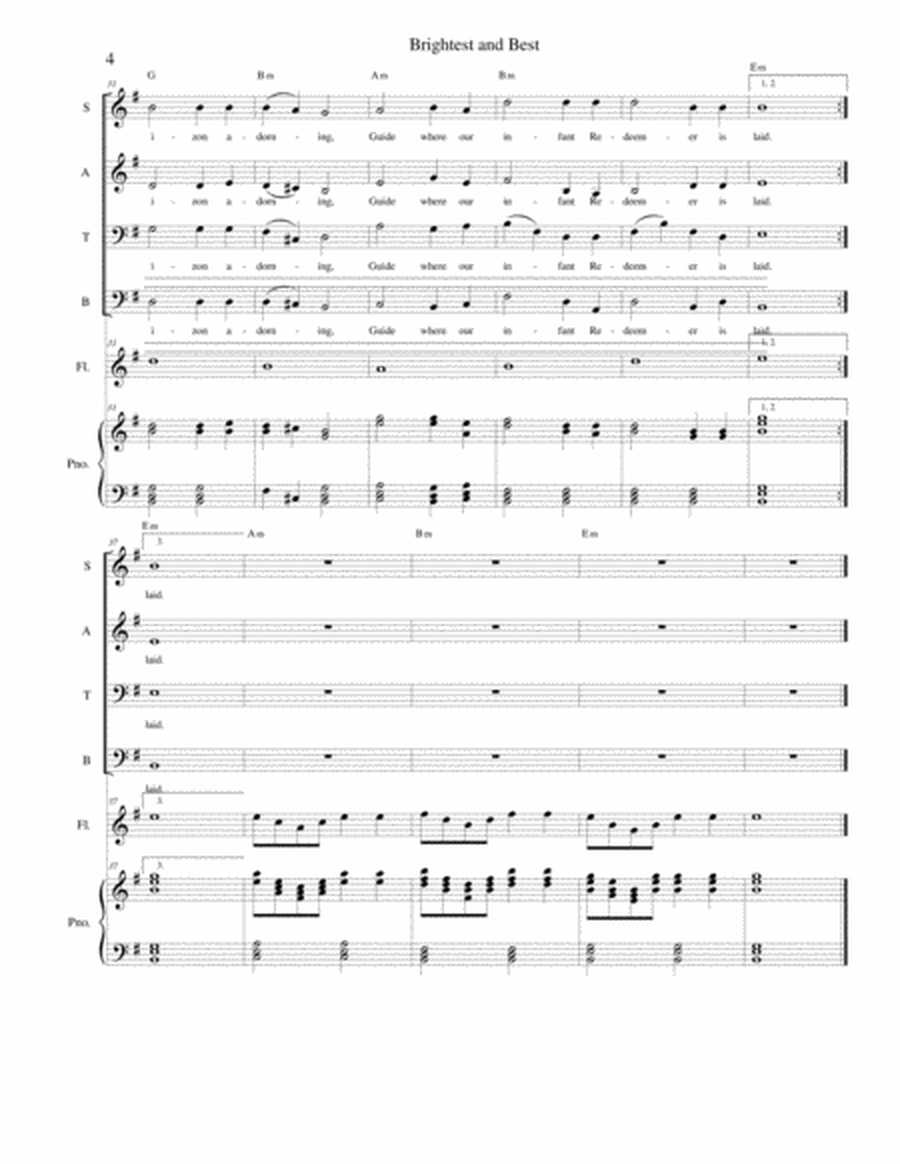 Brightest and Best (aka Star in the East) - SATB, optional instruments and piano image number null