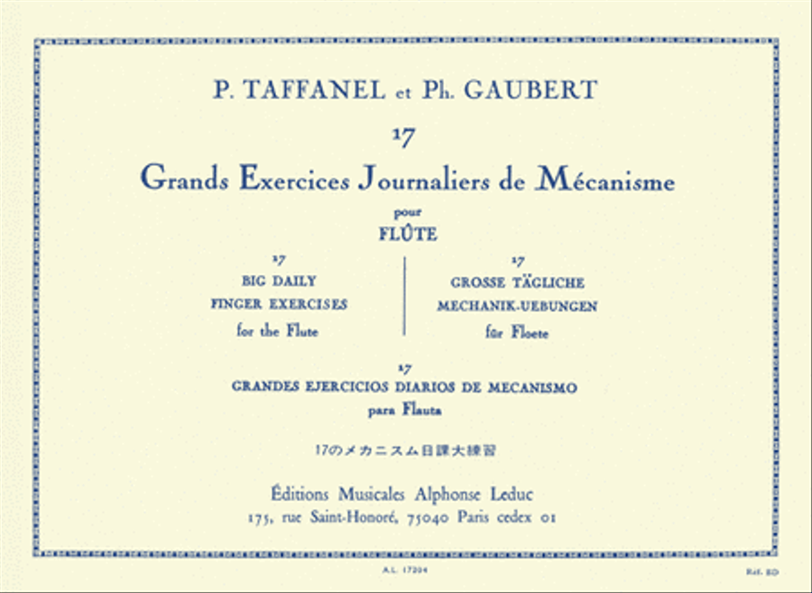 Book cover for 17 Exercices Journaliers De Mecanisme Pour Flute Traversiere