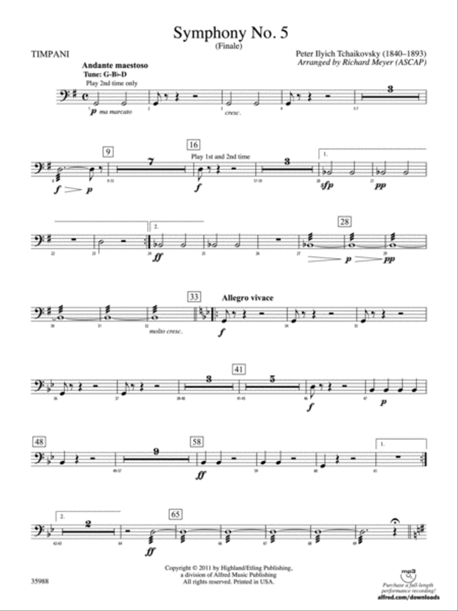 Symphony No. 5: Timpani Full Orchestra scores gallery preview page 1