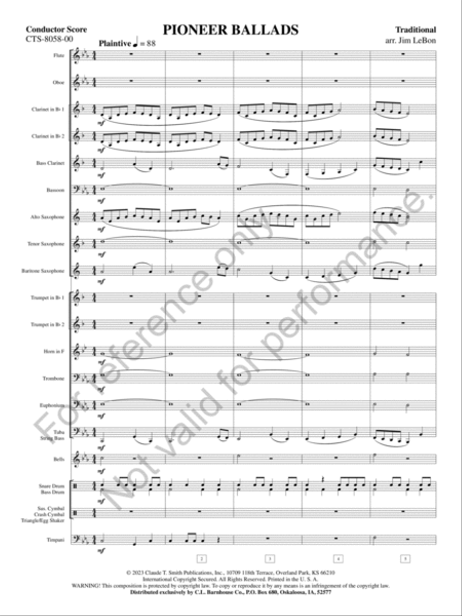 Pioneer Ballads Pioneer Ballads Concert Band scores gallery preview page 4