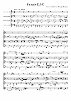 Schubert : Fantasie f-moll D.940 (for 4 B-flat clarinets)