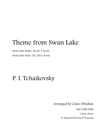 Tchaikovsky: Theme From Swan Lake for Cello Solo (2 Scores in 1) image number null