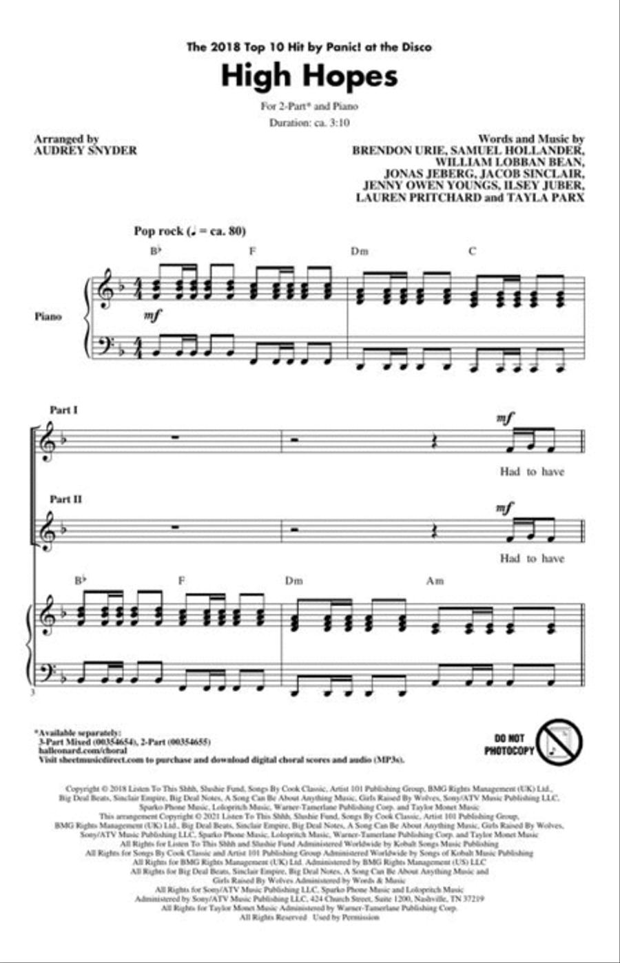 High Hopes 2-Part scores gallery preview page 5