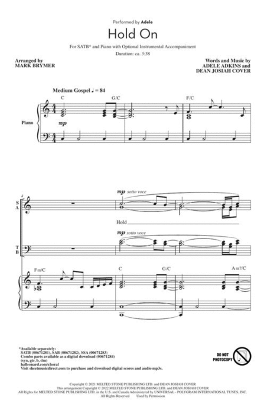 Hold On 4-Part scores gallery preview page 3