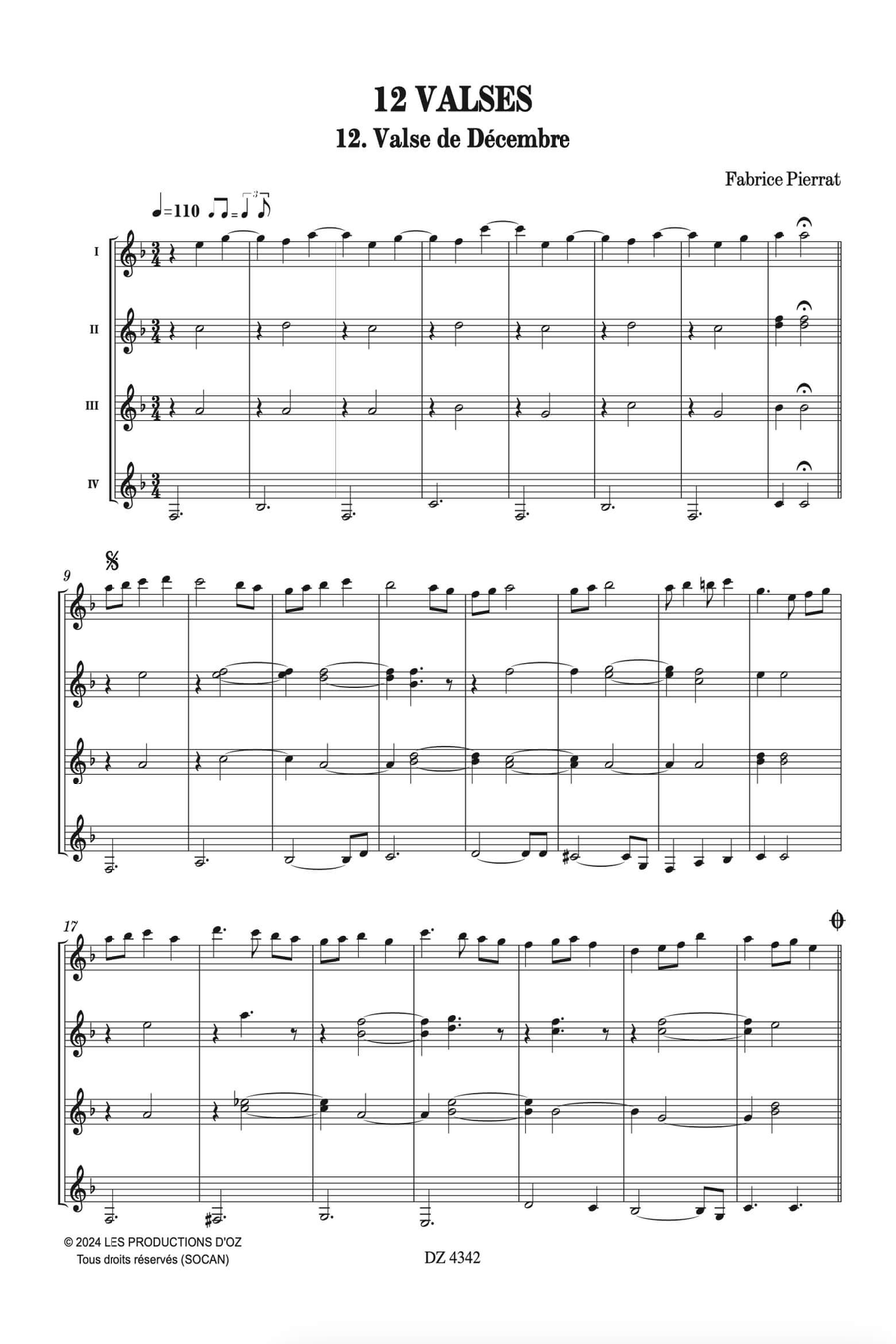 12 Valses - Décembre Guitar Ensemble scores gallery preview page 2