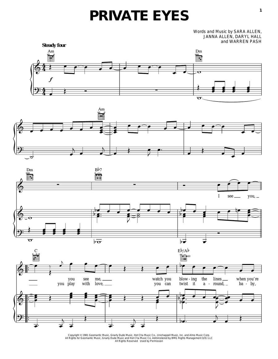 Private Eyes Acoustic Guitar scores gallery preview page 1