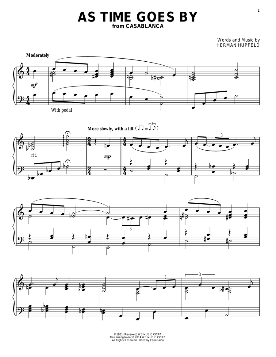As Time Goes By Piano Solo scores gallery preview page 1