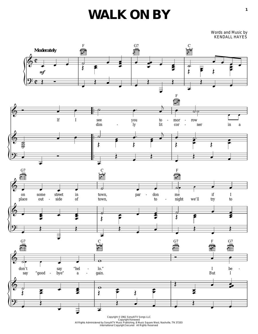 Walk On By Guitar scores gallery preview page 1