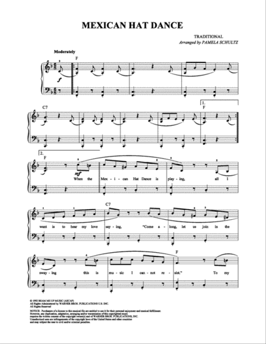Mexican Hat Dance Piano, Vocal, Guitar scores gallery preview page 1