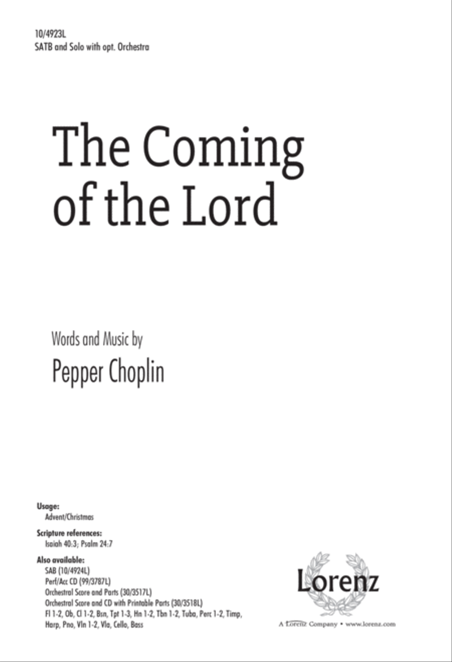 The Coming of the Lord The Coming of the Lord 4-Part scores gallery preview page 1