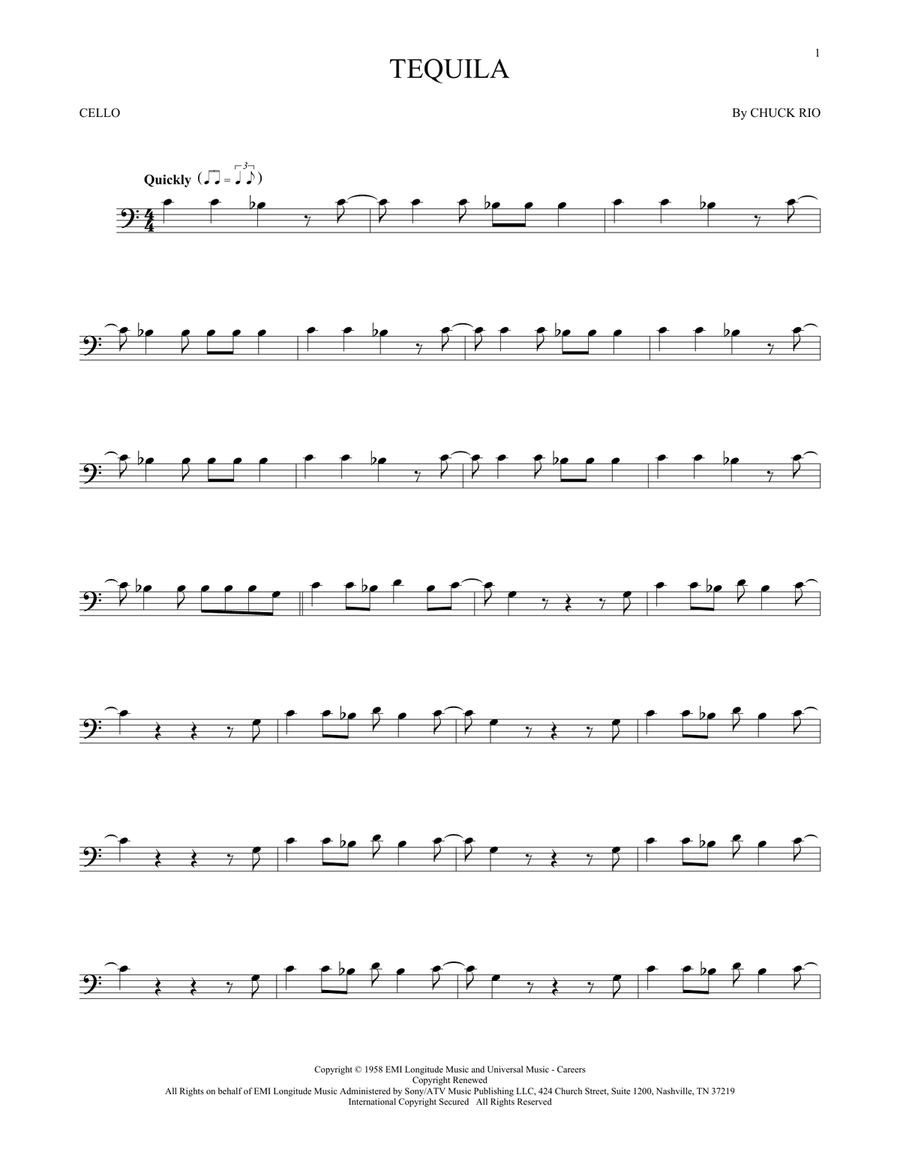 Tequila Cello Solo scores gallery preview page 1