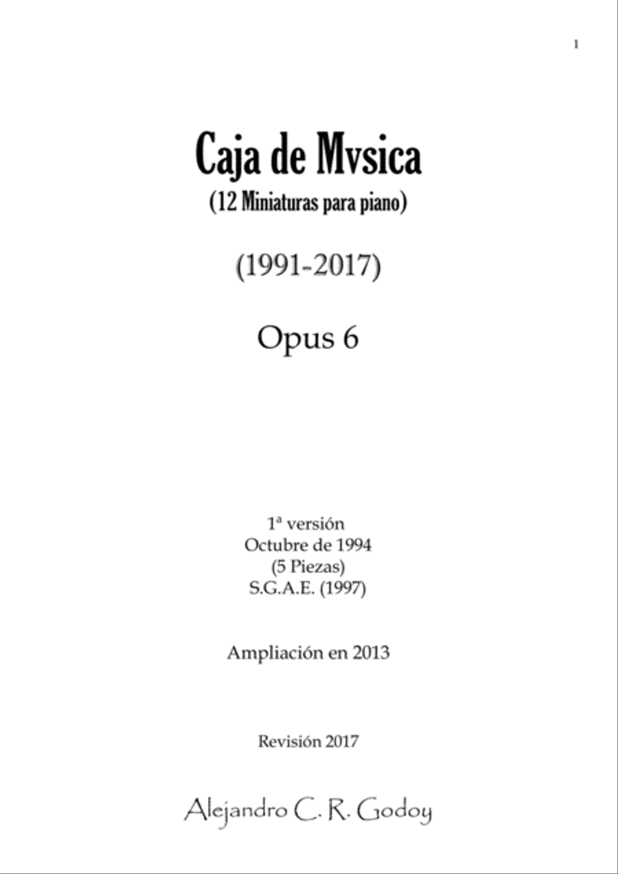 Caja de Mvsica, Op.6 (2017) 1. Melan-Kholé Piano Solo scores gallery preview page 1