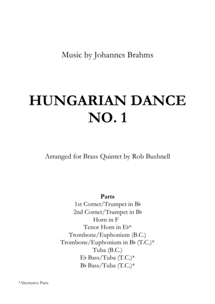 Hungarian Dance No.1 (Brahms) - Brass Quintet image number null