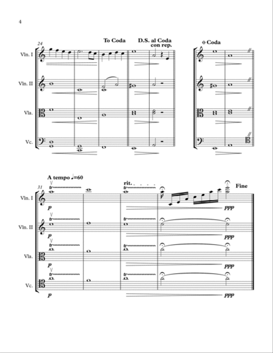 El Cant Dels Ocells (The Song of the Birds) String Quartet scores gallery preview page 4