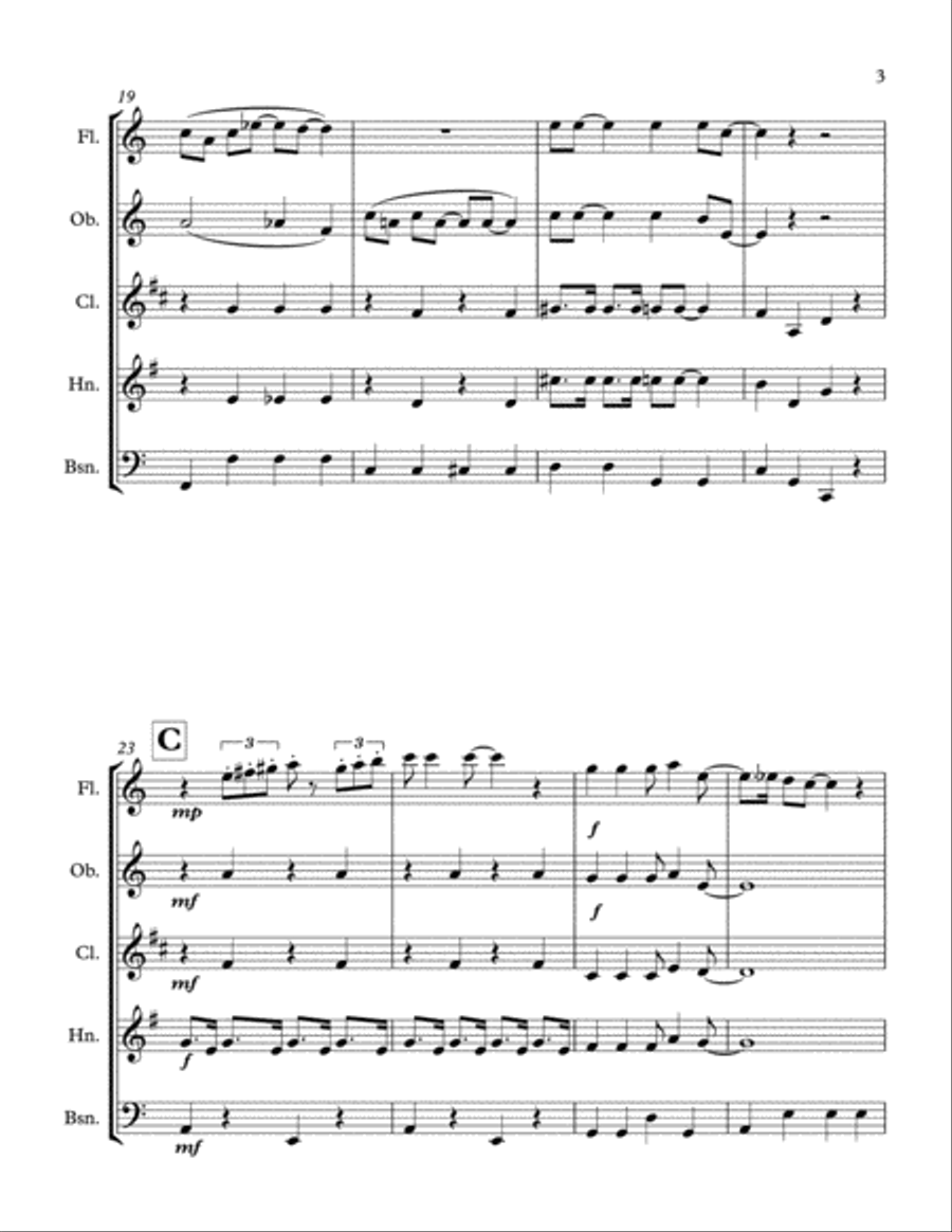 When I'm Sixty-Four Woodwind Quintet scores gallery preview page 3
