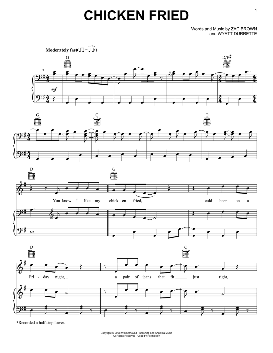 Chicken Fried Acoustic Guitar scores gallery preview page 1