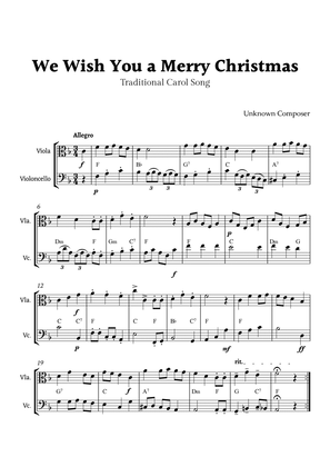 We Wish you a Merry Christmas for Viola and Cello Duet with Chords