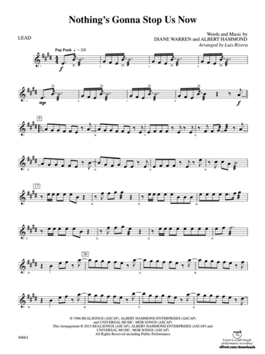Nothing's Gonna Stop Us Now: 1st Percussion Percussion scores gallery preview page 1