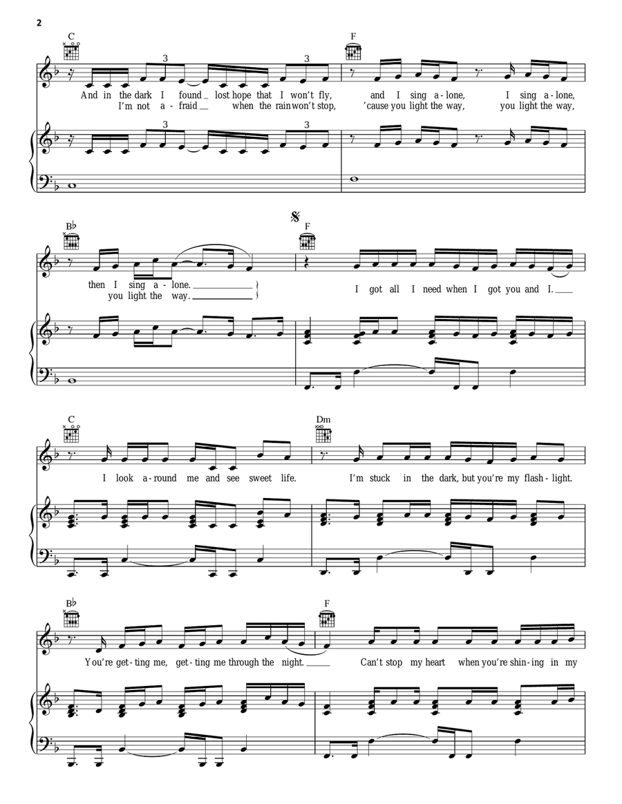 Flashlight Piano, Vocal, Guitar scores gallery preview page 2