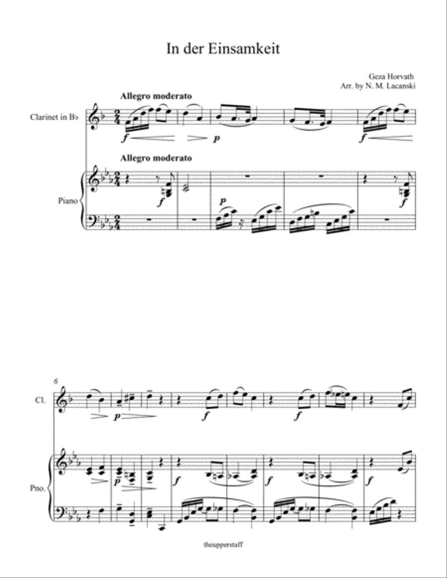 In der Einsamkeit Clarinet Solo scores gallery preview page 1